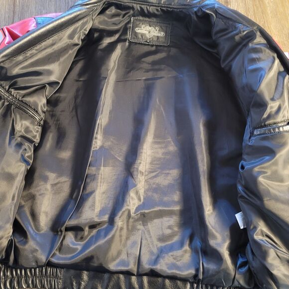 Vintage Ohio State Buckeyes Leather Bomber Jacket Coat Big Logo Patchwork Sz L - Picture 7 of 9